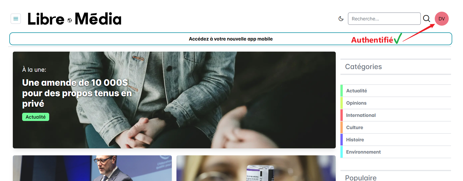 Étape 1 : ouvrir le menu de connexion